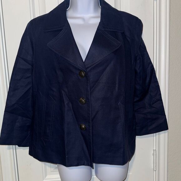 Talbots Women's Navy Jacket size 12 linen jacket - Picture 4 of 9